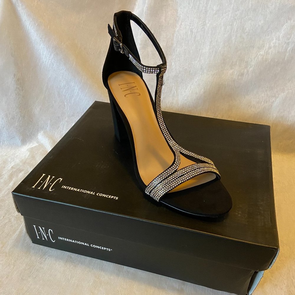 INC International Concepts- Keyla T-strap Evening Sandal- Black